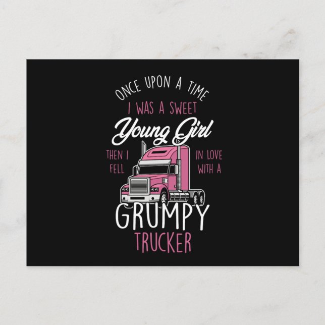 Grumpy Trucker Girl Truck Driver Women Once A Swee Postkarte (Vorderseite)