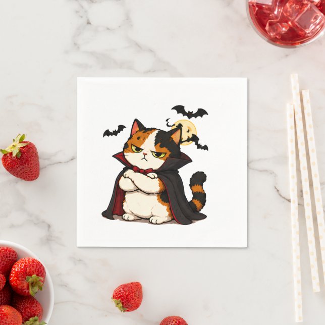 Grumpy Vampir Katze Halloween  Serviette (Beispiel)