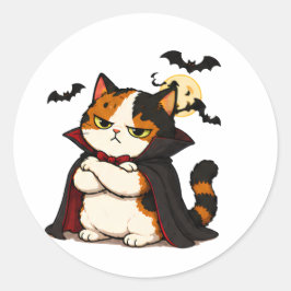 Grumpy Vampir Katzen Halloween Runder Aufkleber