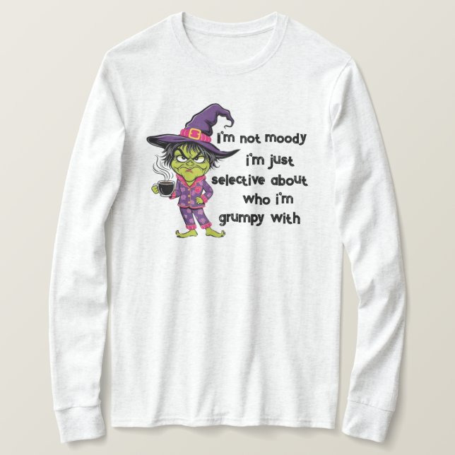 Grumpy Witch Long Sleeve Shirt-Witchy Vibes T-Shirt (Design vorne)