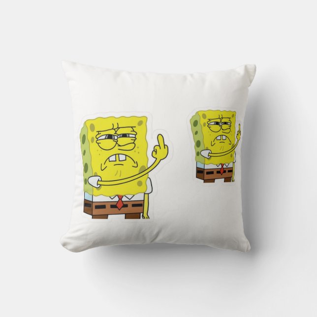 Grumpy Yellow Sponge Character Decorative Pillow Kissen (Vorderseite)