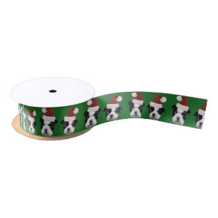 Grün 1,5" Weihnachtsbostons Terrier Satinband