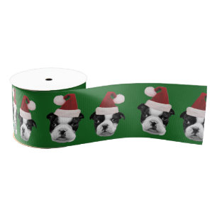 Grün 3" Weihnachtsbostons Terrier Grosgrainband Ripsband