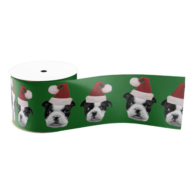 Grün 3" Weihnachtsbostons Terrier Grosgrainband Ripsband (Spule)