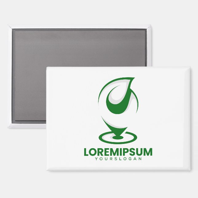 Grün abstraktes Wassertropfen- und Globus-Logo Magnet (Vorderseite/Rückseite)