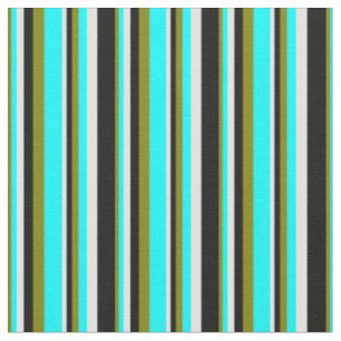 Grün, Aqua, leichte Kyan und schwarze Streifen Stoff