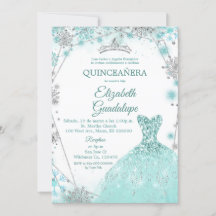 Grün Aquamarin Silver Winter Snowflake Quinceanera
