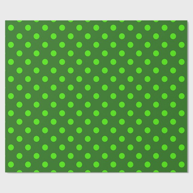 Grün auf dunkelgrünem Punkte-Musterdesign  Geschenkpapier (Flach)