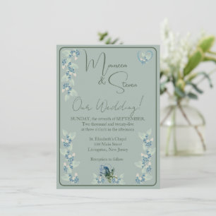 Grün auf Hochzeit mit grüner Blüte Einladung