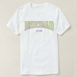 Grün + Beige gestreifte lila Brautjungfer T-Shirt