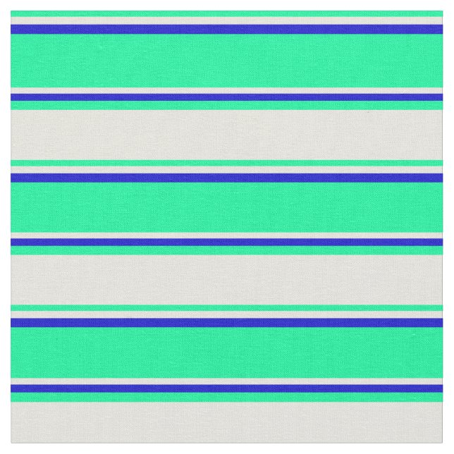 Grün, Beige und blaue, farbige Linienmuster Stoff (Nahaufnahme)
