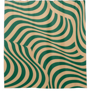 Grün Beige Zebra Streifen Minimalistischer Frühlin Duschvorhang