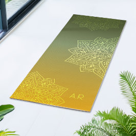 Grün bis Gelb verlaufendes asymmetrisches Mandala Yogamatte