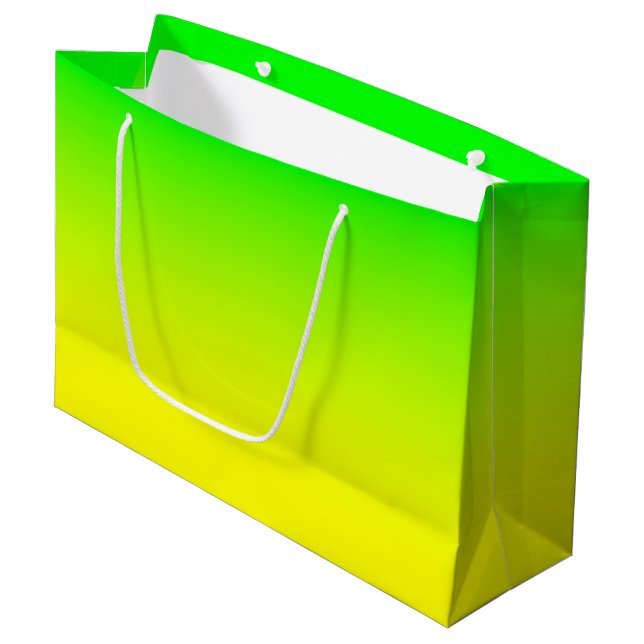 Grün bis hell Gelb Ombre Große Geschenktüte (Vorderseite Schrägansicht)