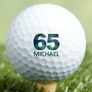Grün Blau 65. Väter Geburtstag - 65 Jahre karierte Golfball