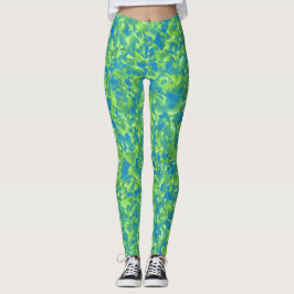 Grün Blau Abstrakt Geometrisches Muster Leggings