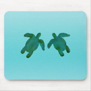 Grün Blau Aquarell Ozean Meeresschildkröten Mousepad