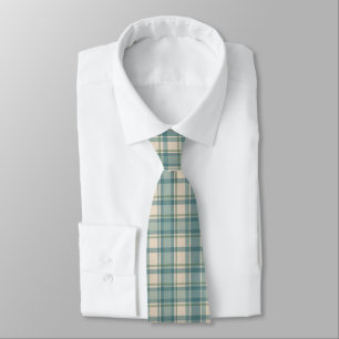 Grün Blau Beige Tartan Büffel Kariert Herren Krawatte