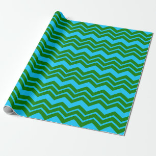 Grün Blau Chevron Zickzack-Design Geschenkpapier