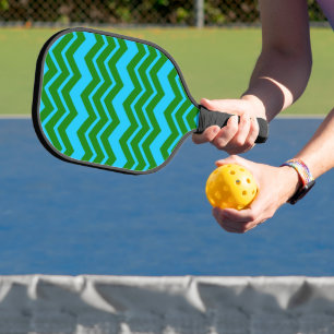Grün Blau Chevron Zickzack-Design Pickleball Schläger
