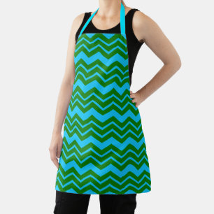 Grün Blau Chevron Zickzack-Design Schürze