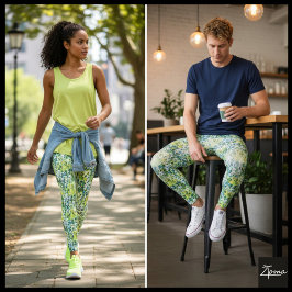Grün Blau Gefiltertes Gedrängtes Hundegesicht Must Leggings