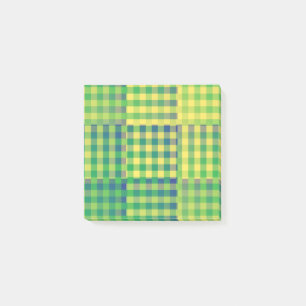 Grün Blau Gelb Karo Patchworkmuster Post-it Klebezettel