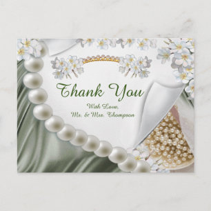 Grün, Blau, Gold, Elfenbeinseide und Perlgetank Y Postkarte