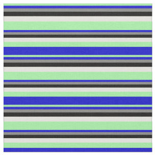 Grün, Blau, Grau, Schwarz und Hellgelbes Muster Stoff