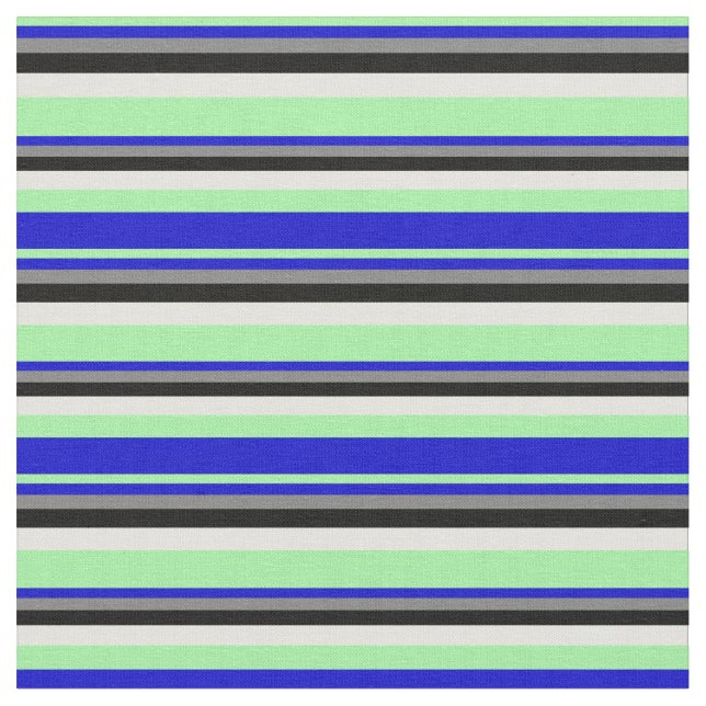 Grün, Blau, Grau, Schwarz und Hellgelbes Muster Stoff (Nahaufnahme)