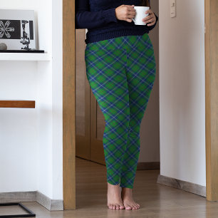 Grün-blau karierte Weihnacht-Schlafanzughosen Leggings