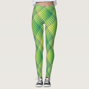 Grün Blau Karo abstraktes Muster Leggings