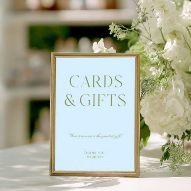 Grün & Blau Karten & Geschenke Hochzeitszeichen (Sage Green & Soft Blue Wedding Welcome Sign)