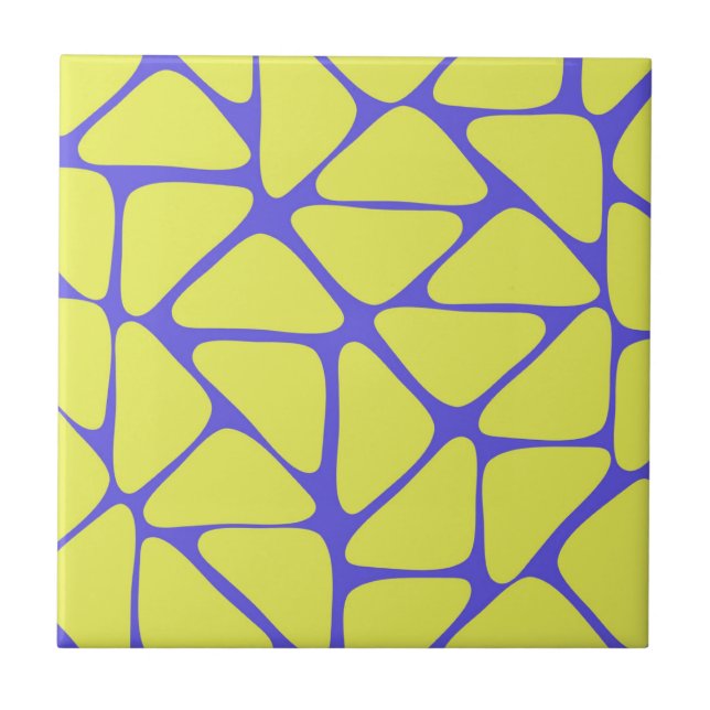 Grün Blau Neon Geometrisches Dreiecks Muster Fliese (Vorderseite)