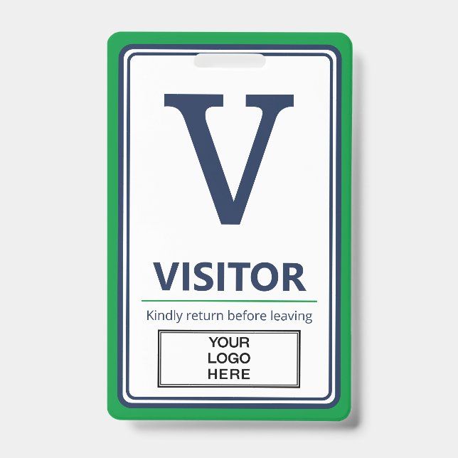 Grün Blau Rand Geschäft Logo Besucher Ausweis (Vorderseite)