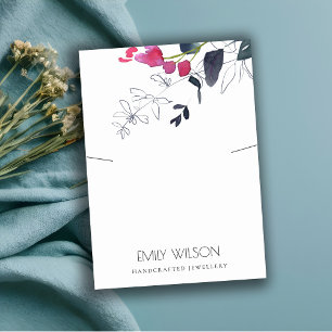 GRÜN BLAU ROSA EUCALYPTUS FAUNA HALSKETTE AUSSTELL VISITENKARTE