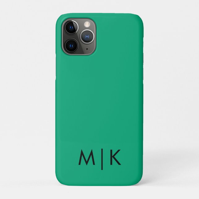 Grün Blau und Schwarz Modernes Monogramm Case-Mate iPhone Hülle (Rückseite)