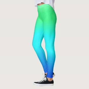 Grün, Blau und türkisfarbenes Cooles Wasser Ombre Leggings