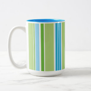 Grün Blau Weiß Linien Streifen Muster Zweifarbige Tasse