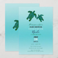 Grün Blaue Aquarell-Ozean-Schildkröten BABY SHOWER
