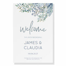 Grün blaue Flora Rustikal & elegant Hochzeit Willk