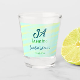 Grün blaue Pastell-Aquarell-Brautparty-Name da Schnapsglas