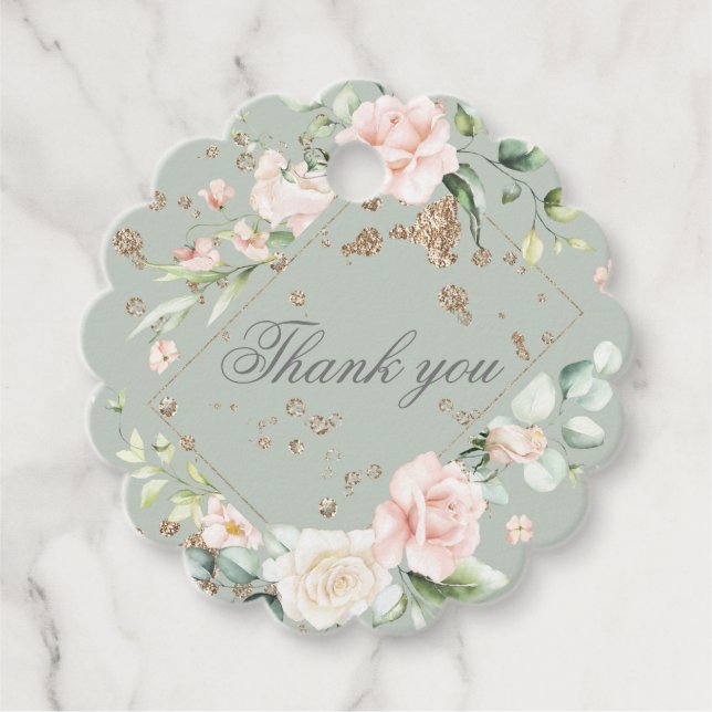 Grün blaue Wasserfarbe Gastgeschenk Hochzeit Geschenkanhänger (Vorderseite)