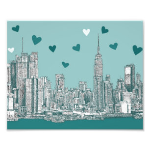 Grün-blauer NYC Valentinsgruß Fotodruck