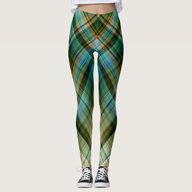 Grün-blaues geometrisches leggings (Vorderseite)