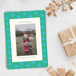 Grün blaues geometrisches Weihnachtsfest im Mittel Feiertagskarte