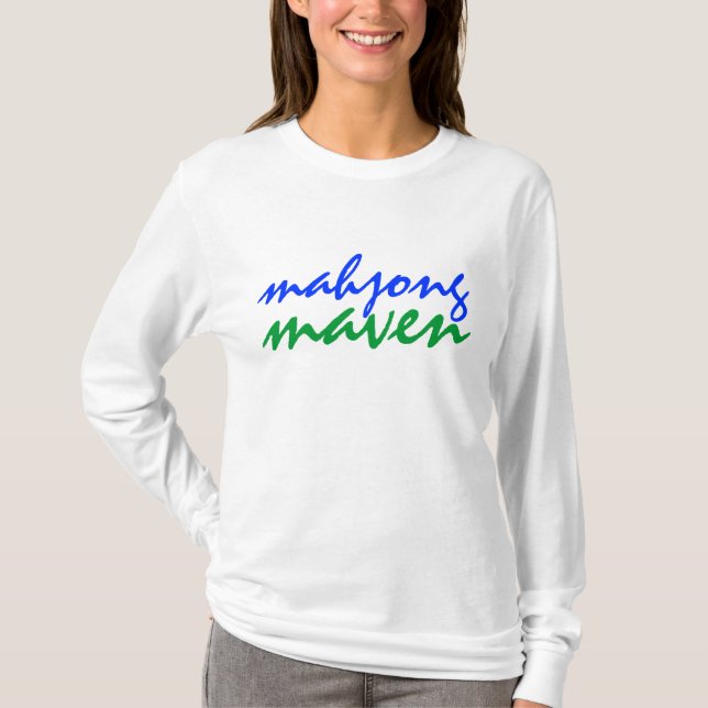 grün-blaues modernes Spieler-Shirt mahjong Maven T-Shirt (Vorderseite)