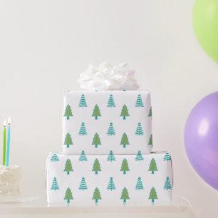 Grün-blaues Weihnachtsbaum-Muster Geschenkpapier