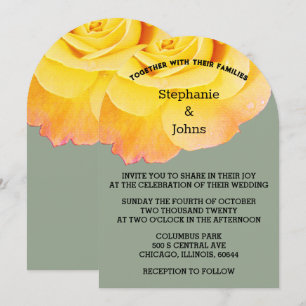 Grün blorgelbe Orangenblüte Rose Boho Wedding Einladung