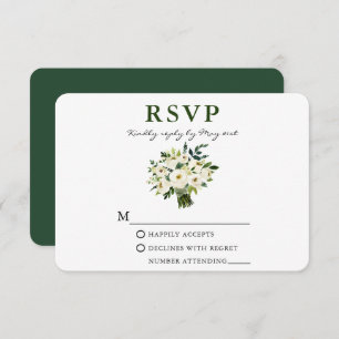 Grün blühende Wasserfarben Bouquet Grüne RSVP Karte